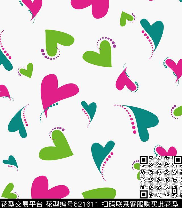 桃心几何心形传统印花华亿平台下载（图片编号: 621611） - 瓦栏（Walan）