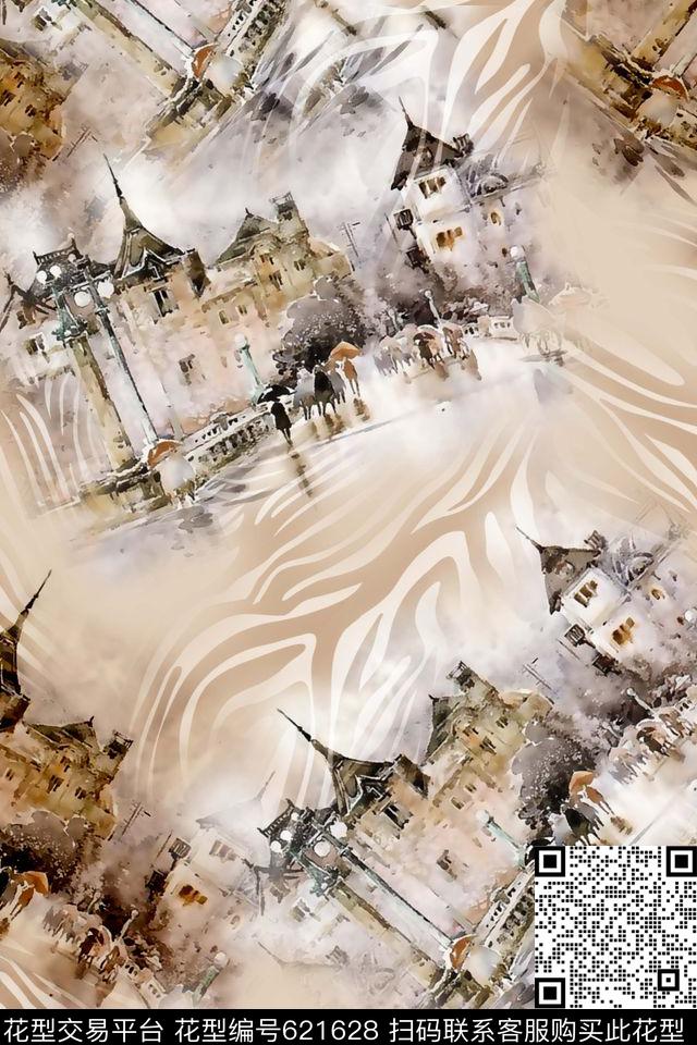 风景建筑动物纹数码印花华亿平台下载（图片编号: 621628） - 瓦栏（Walan）