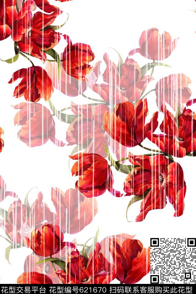 清爽花卉花朵数码印花华亿平台下载（图片编号: 621670） - 瓦栏（Walan）