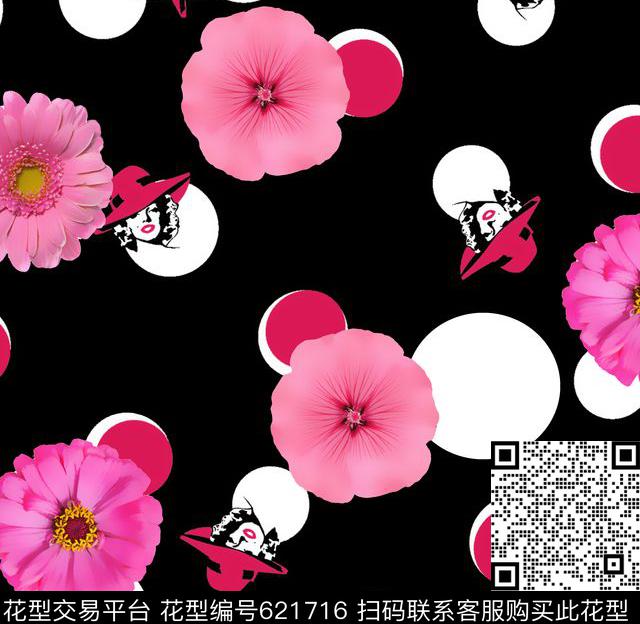 波点小花人像数码印花华亿平台下载（图片编号: 621716） - 瓦栏（Walan）