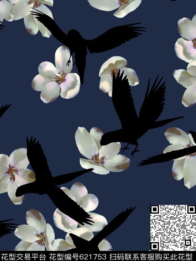 花卉鸟数码印花华亿平台下载（图片编号: 621753） - 瓦栏（Walan）