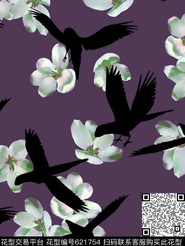 花卉鸟数码印花华亿平台下载（图片编号: 621754） - 瓦栏（Walan）