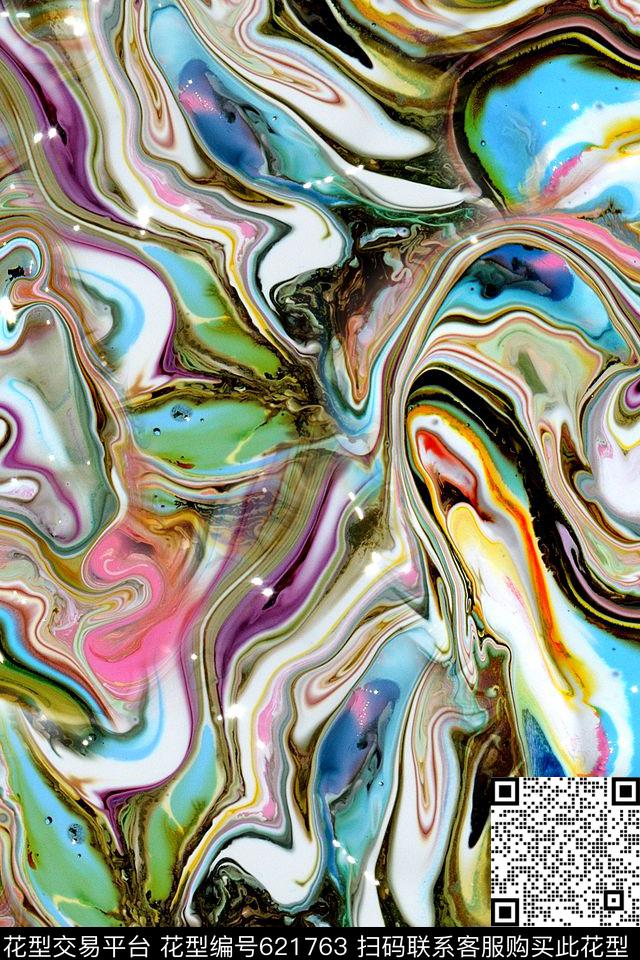 大理石石纹水彩条纹数码印花华亿平台下载（图片编号: 621763） - 瓦栏（Walan）