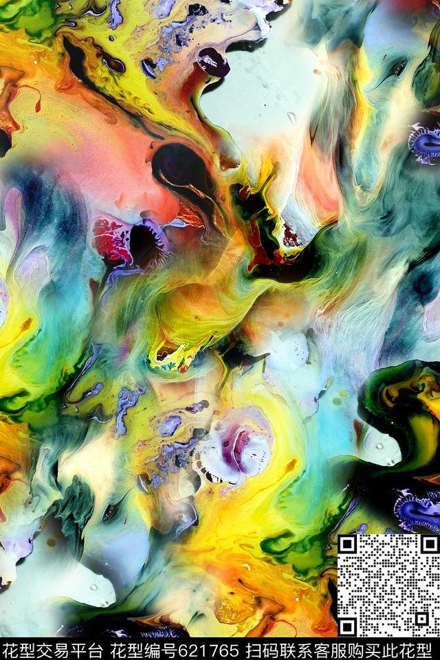 抽象几何炫彩数码印花华亿平台下载（图片编号: 621765） - 瓦栏（Walan）