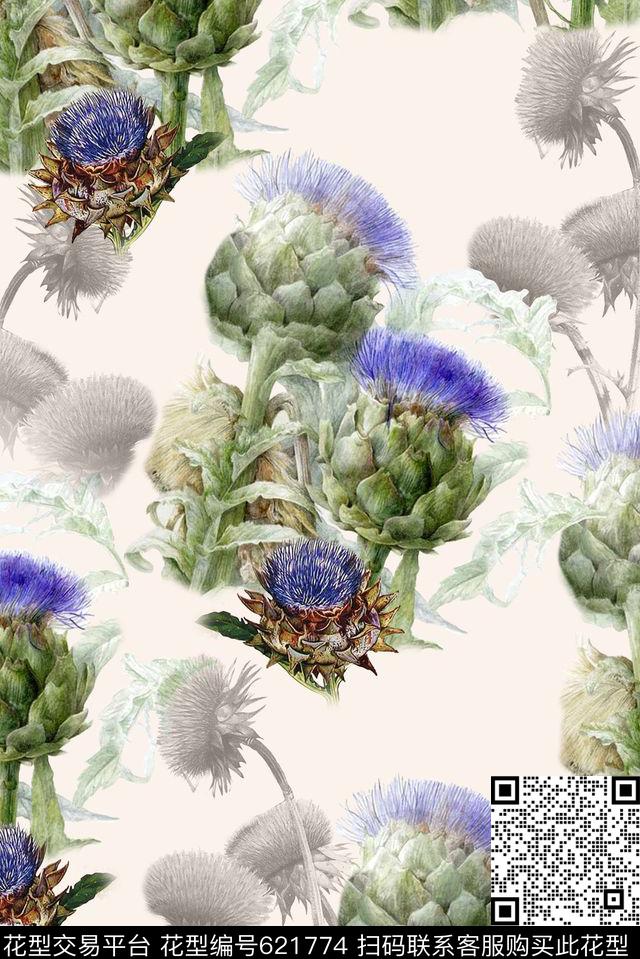 小清新花卉花卉数码印花华亿平台下载（图片编号: 621774） - 瓦栏（Walan）