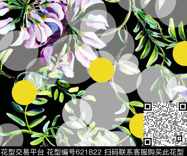 波点花卉圆点数码印花华亿平台下载（图片编号: 621822） - 瓦栏（Walan）