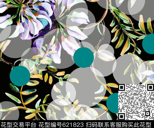 波点花卉圆点数码印花华亿平台下载（图片编号: 621823） - 瓦栏（Walan）