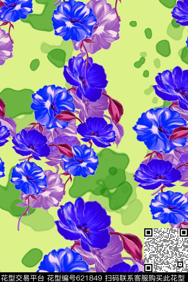 风格花卉碎碎花卉花朵数码印花华亿平台下载（图片编号: 621849） - 瓦栏（Walan）