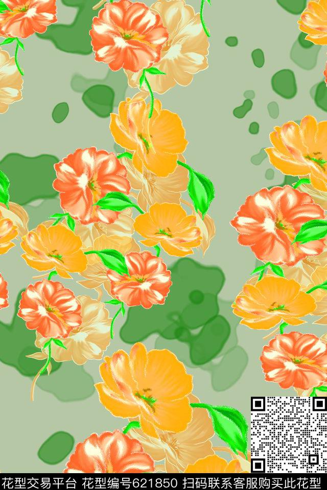 风格花卉碎碎花卉花朵数码印花华亿平台下载（图片编号: 621850） - 瓦栏（Walan）