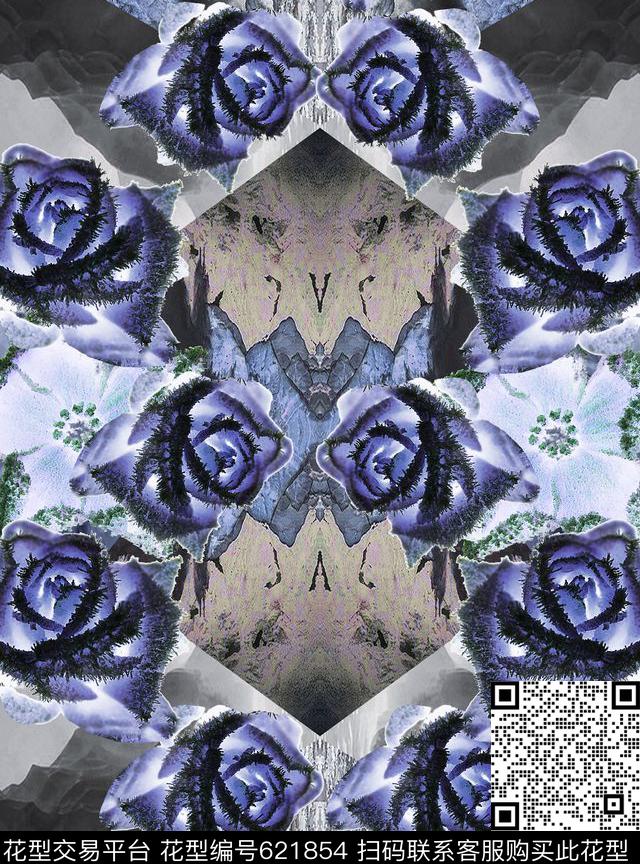 花时尚大方数码印花华亿平台下载（图片编号: 621854） - 瓦栏（Walan）