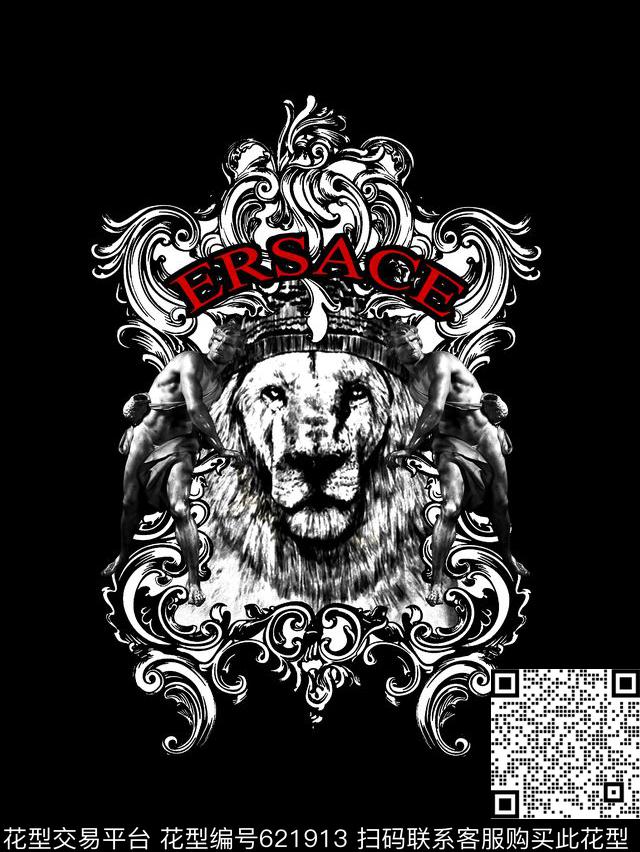 复古狮子男装T恤数码印花华亿平台下载（图片编号: 621913） - 瓦栏（Walan）