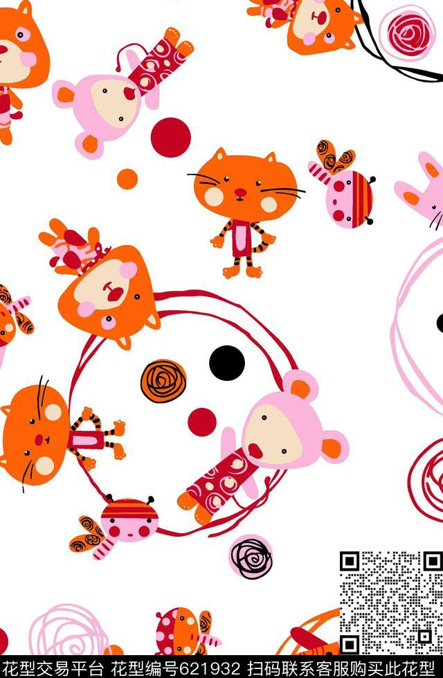 卡通婴童小熊传统印花华亿平台下载（图片编号: 621932） - 瓦栏（Walan）