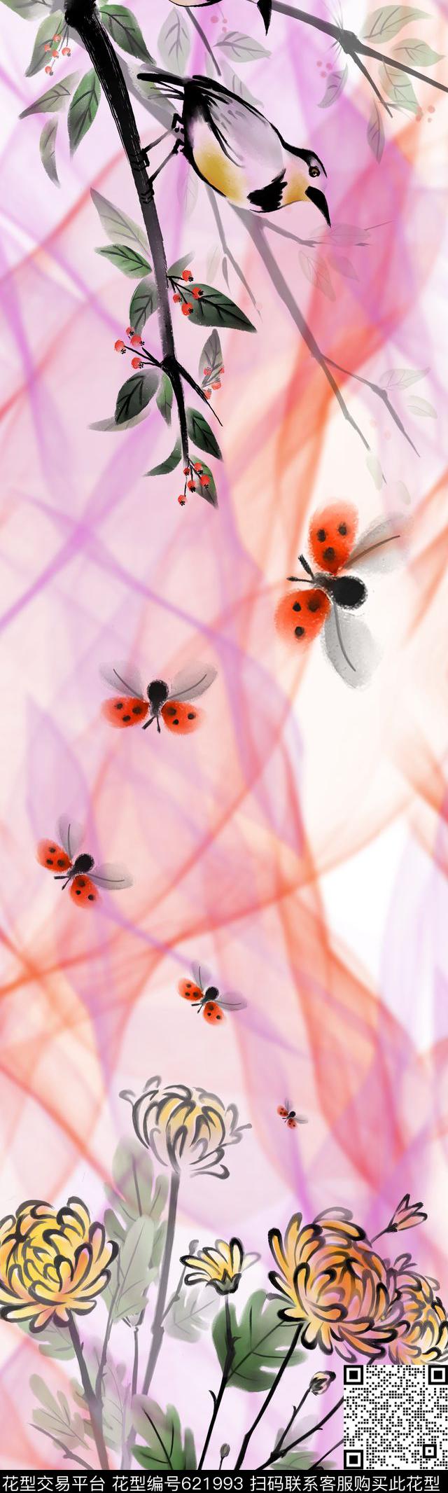 花鸟花卉数码印花华亿平台下载（图片编号: 621993） - 瓦栏（Walan）
