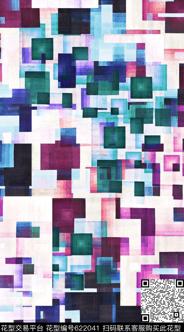 格纹几何创意数码印花华亿平台下载（图片编号: 622041） - 瓦栏（Walan）
