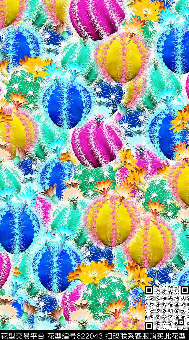 花卉花朵仙人掌数码印花华亿平台下载（图片编号: 622043） - 瓦栏（Walan）