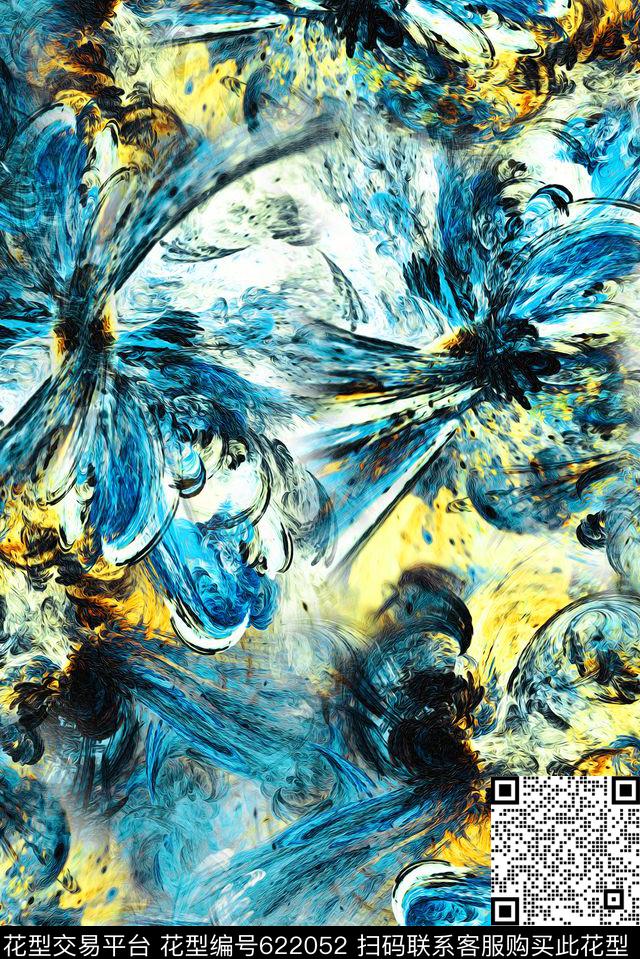 时尚花卉多彩数码印花华亿平台下载（图片编号: 622052） - 瓦栏（Walan）