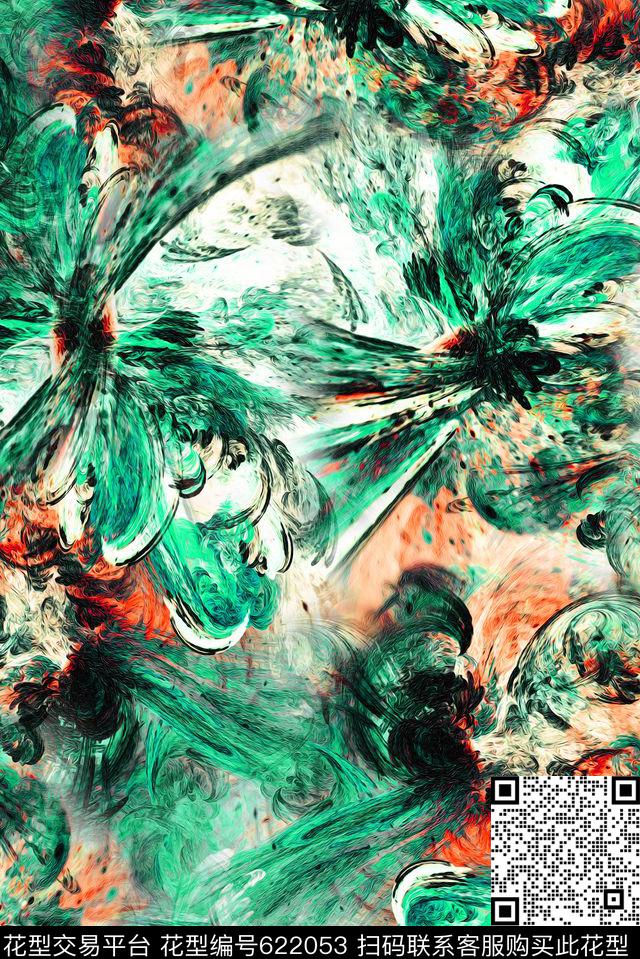 时尚花卉多彩数码印花华亿平台下载（图片编号: 622053） - 瓦栏（Walan）