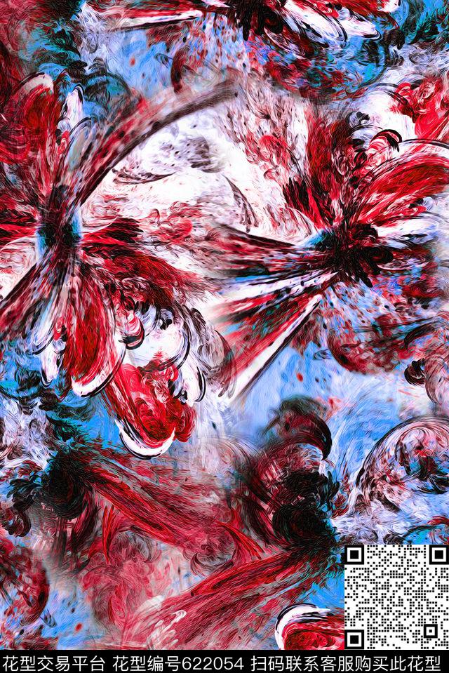 时尚花卉多彩数码印花华亿平台下载（图片编号: 622054） - 瓦栏（Walan）