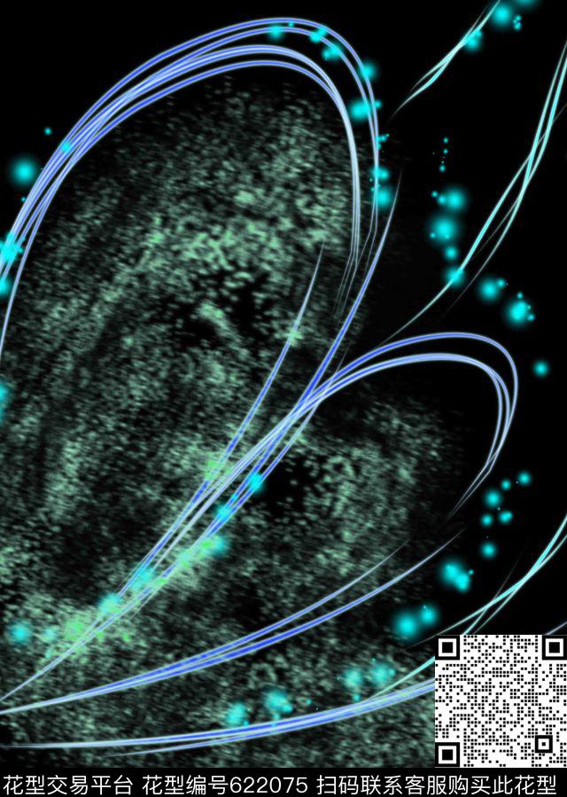 荧光黑色线条数码印花华亿平台下载（图片编号: 622075） - 瓦栏（Walan）