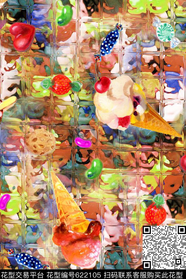 时尚趣味糖果数码印花华亿平台下载（图片编号: 622105） - 瓦栏（Walan）