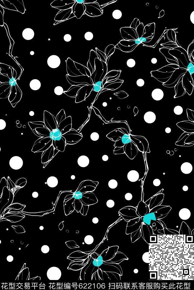 线条花波点抽象传统印花华亿平台下载（图片编号: 622106） - 瓦栏（Walan）