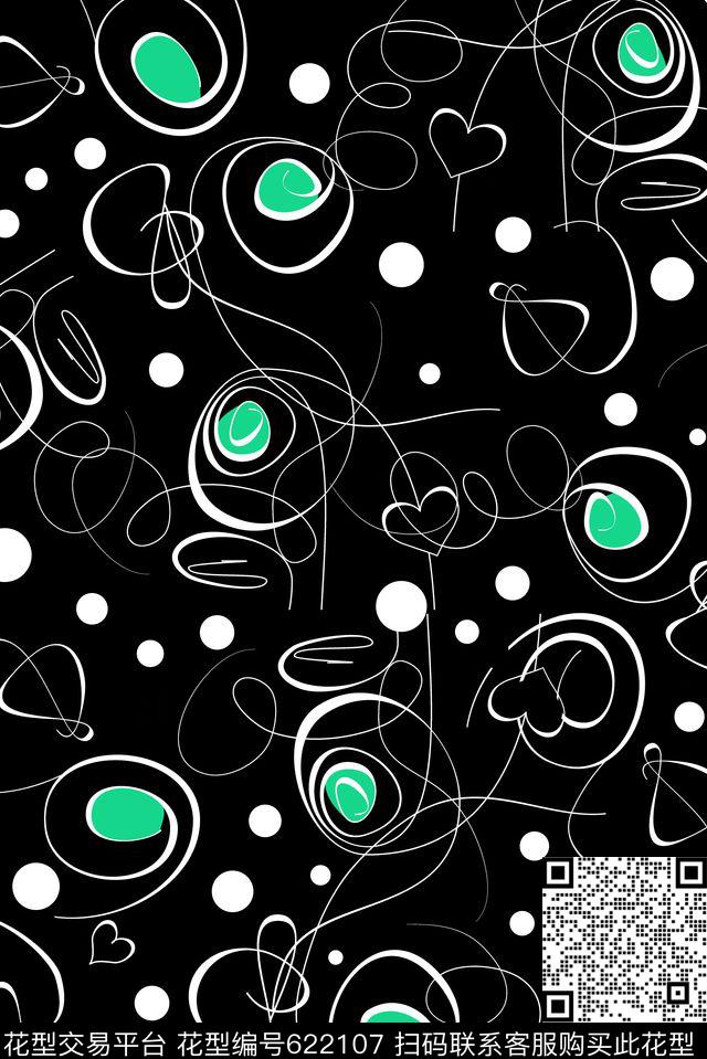 花卉波点抽象传统印花华亿平台下载（图片编号: 622107） - 瓦栏（Walan）
