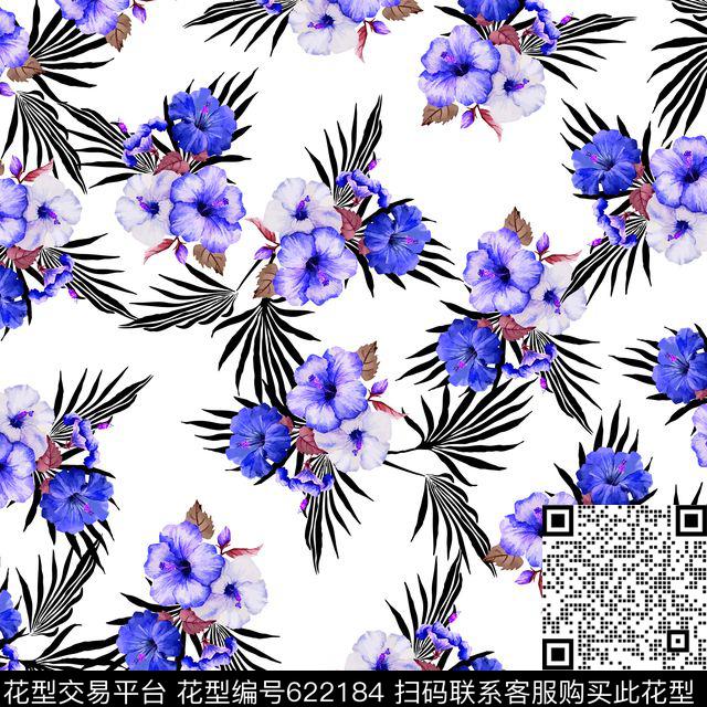 热带花卉棕树叶沙滩数码印花华亿平台下载（图片编号: 622184） - 瓦栏（Walan）