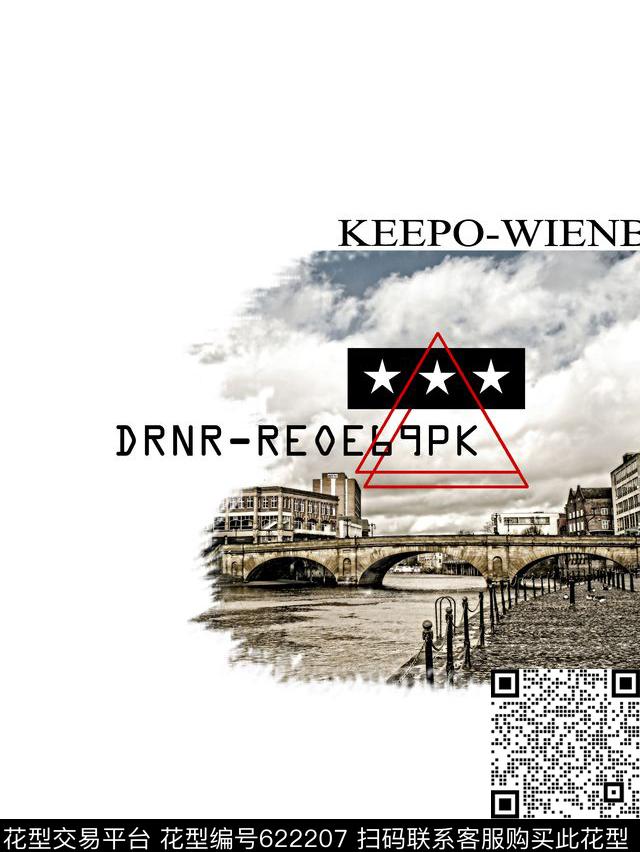 风景建筑男装T恤数码印花华亿平台下载（图片编号: 622207） - 瓦栏（Walan）