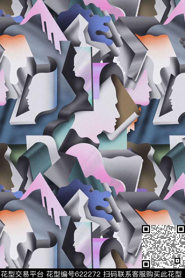 不规则几何色块几何数码印花华亿平台下载（图片编号: 622272） - 瓦栏（Walan）