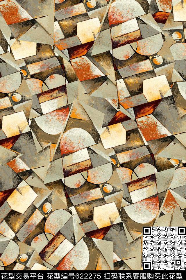 不规则几何色块解构数码印花华亿平台下载（图片编号: 622275） - 瓦栏（Walan）