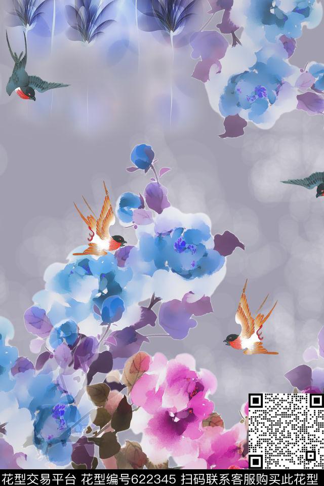 花鸟花卉数码印花华亿平台下载（图片编号: 622345） - 瓦栏（Walan）