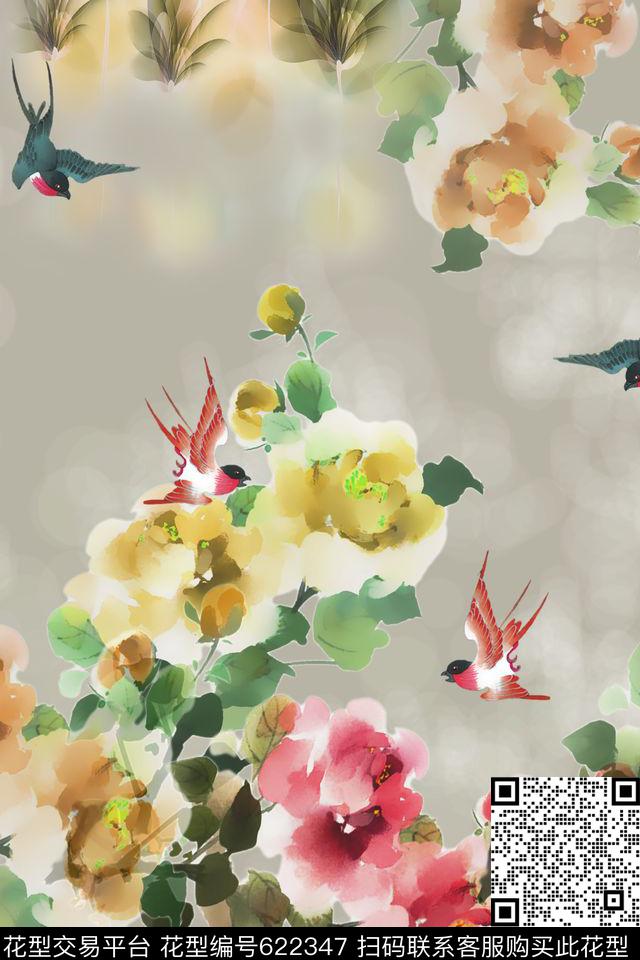 花鸟花卉数码印花华亿平台下载（图片编号: 622347） - 瓦栏（Walan）