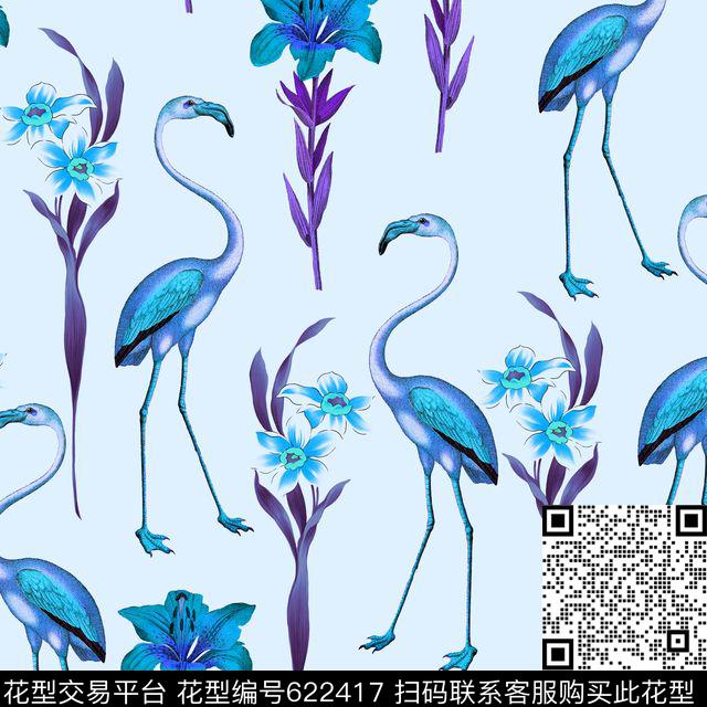 粉色烈火鸟热带烈火鸟数码印花华亿平台下载（图片编号: 622417） - 瓦栏（Walan）