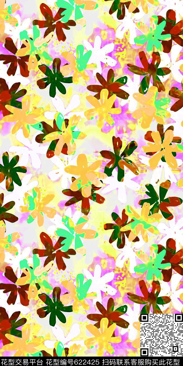 花卉水彩手绘数码印花华亿平台下载（图片编号: 622425） - 瓦栏（Walan）