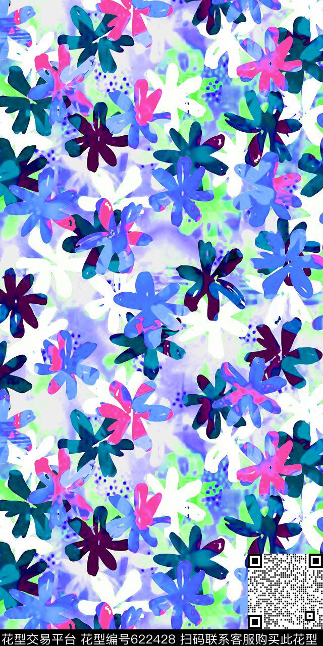 花卉水彩手绘数码印花华亿平台下载（图片编号: 622428） - 瓦栏（Walan）