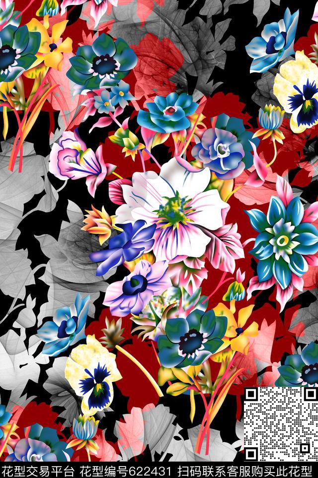 花朵花卉数码印花华亿平台下载（图片编号: 622431） - 瓦栏（Walan）
