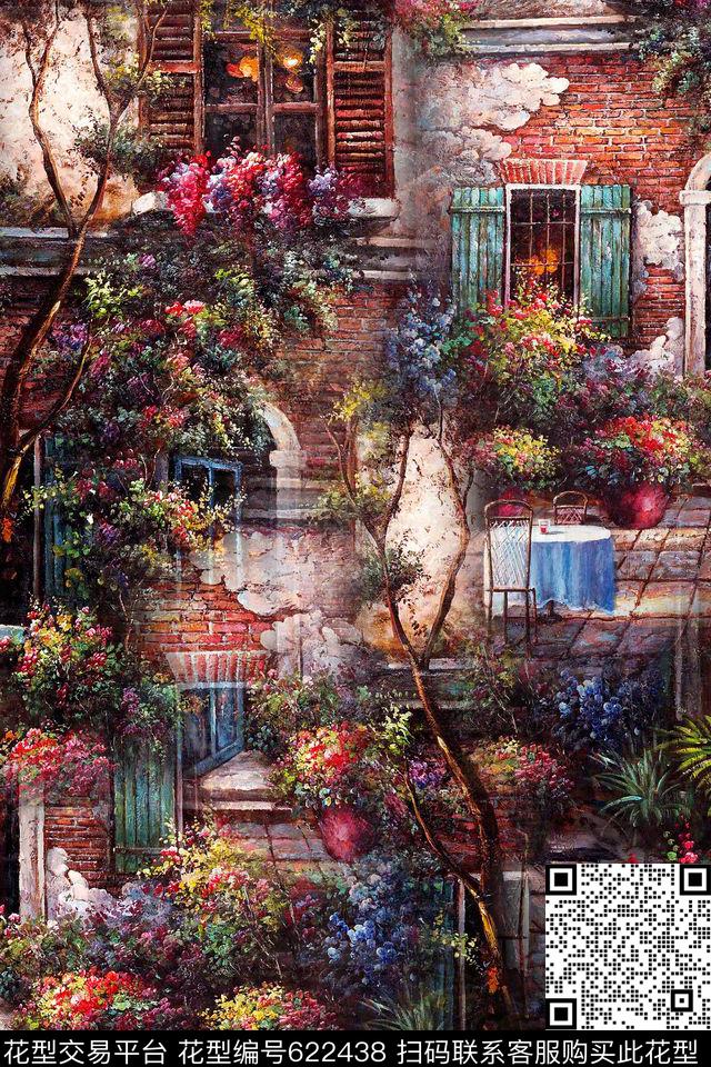 风景房屋数码印花华亿平台下载（图片编号: 622438） - 瓦栏（Walan）
