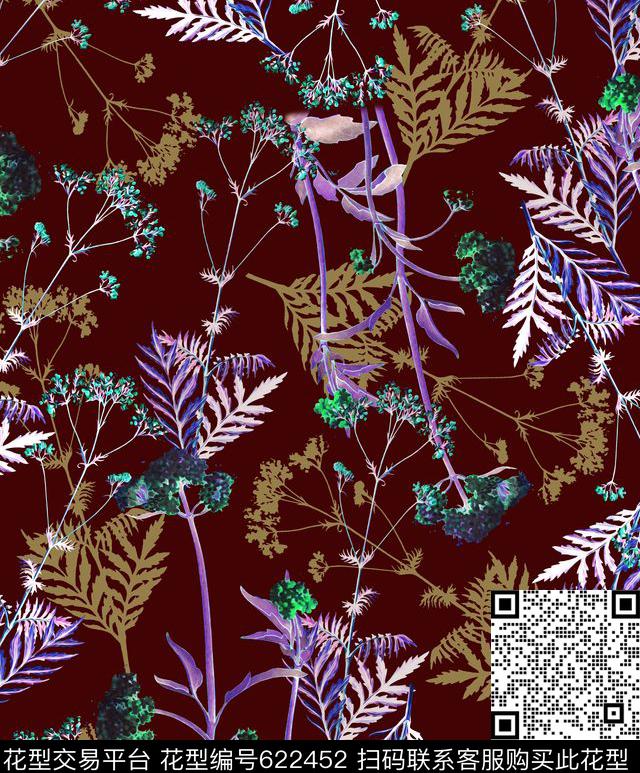 植物花卉小清新数码印花华亿平台下载（图片编号: 622452） - 瓦栏（Walan）