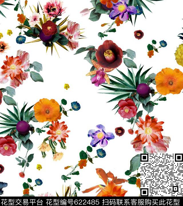 花卉数码印花华亿平台下载（图片编号: 622485） - 瓦栏（Walan）
