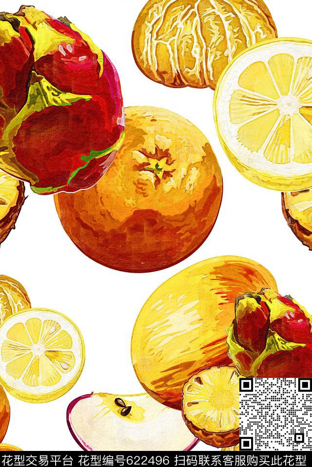 水果橙子火龙果数码印花华亿平台下载（图片编号: 622496） - 瓦栏（Walan）