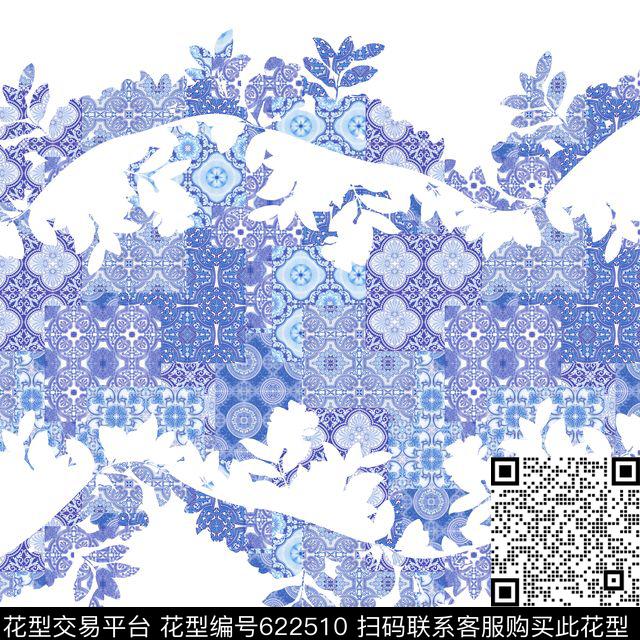 青花瓷民族风时尚数码T恤数码印花华亿平台下载（图片编号: 622510） - 瓦栏（Walan）