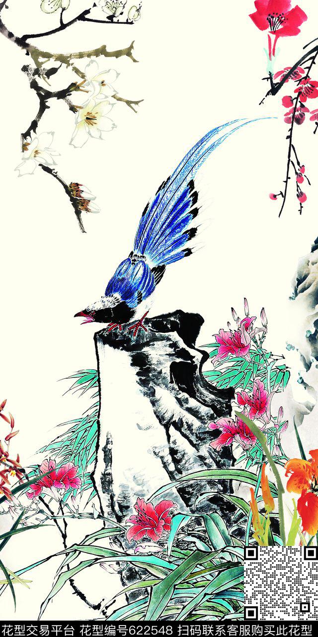 定位花旗袍喜鹊数码印花华亿平台下载（图片编号: 622548） - 瓦栏（Walan）