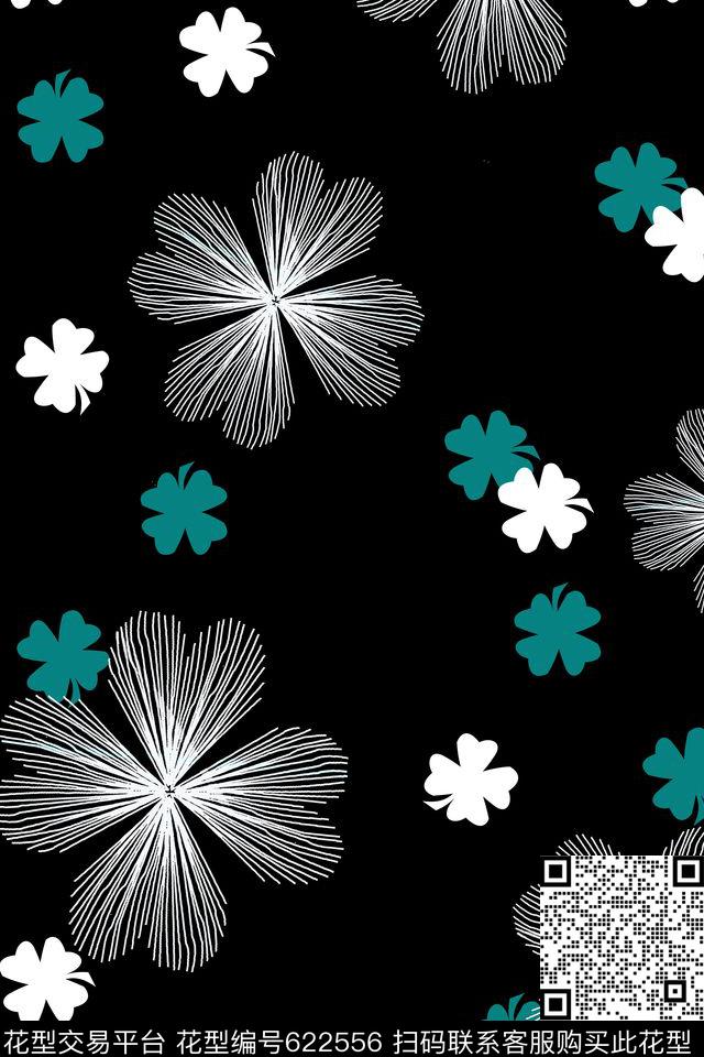 花朵花卉三叶草传统印花华亿平台下载（图片编号: 622556） - 瓦栏（Walan）