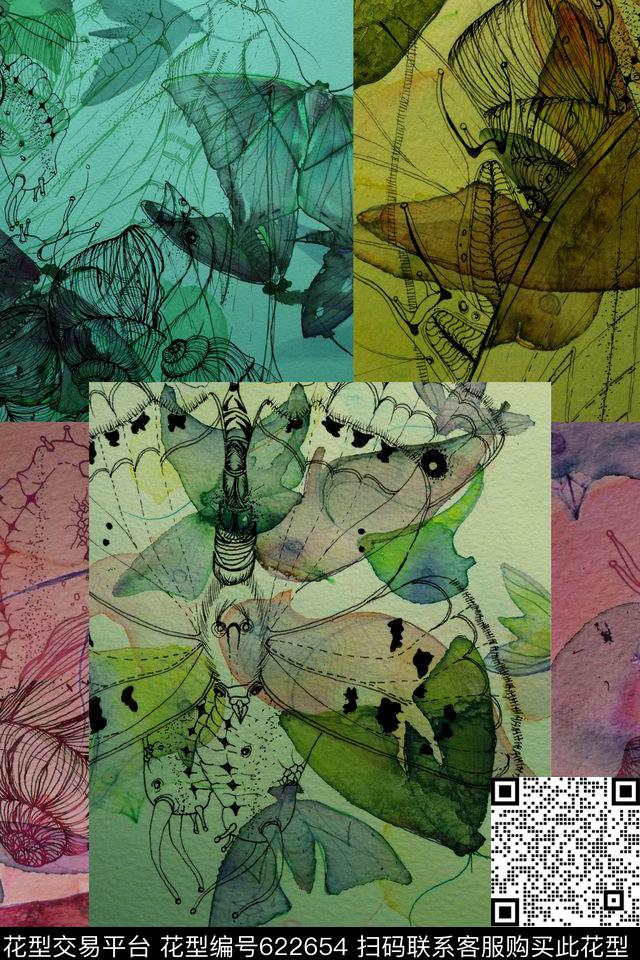 花朵花卉清新数码印花华亿平台下载（图片编号: 622654） - 瓦栏（Walan）