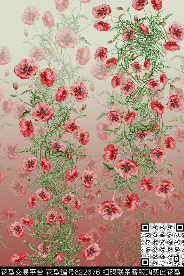 花朵花卉组合植物花卉数码印花华亿平台下载（图片编号: 622676） - 瓦栏（Walan）