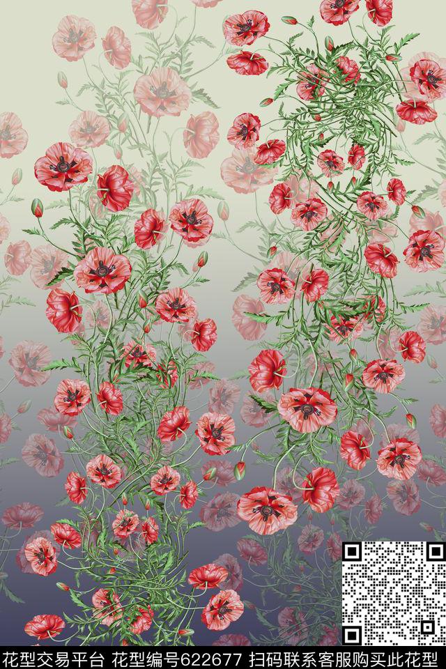 花朵花卉组合植物花卉数码印花华亿平台下载（图片编号: 622677） - 瓦栏（Walan）