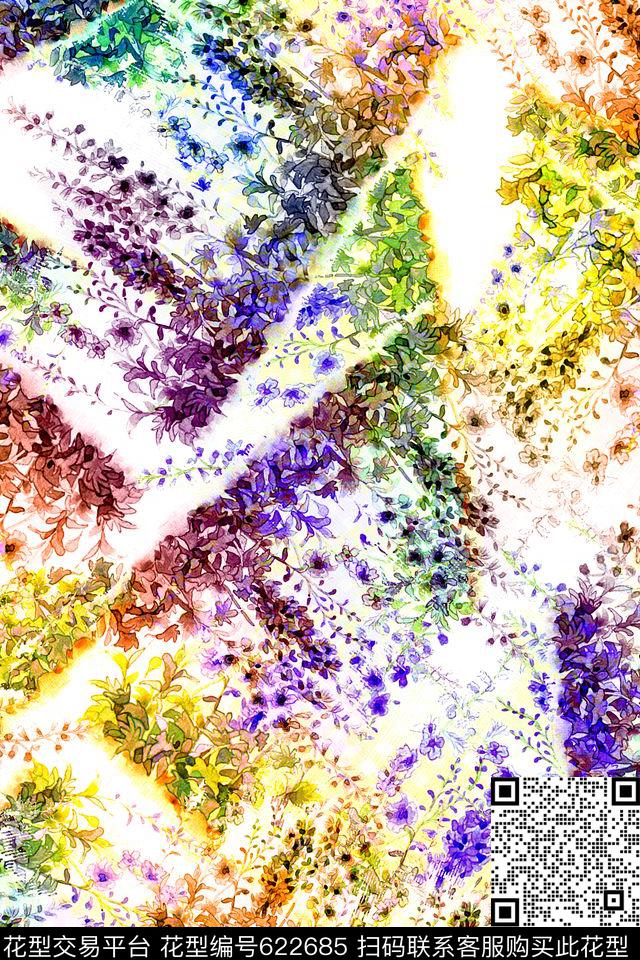小碎花手绘几何数码印花华亿平台下载（图片编号: 622685） - 瓦栏（Walan）
