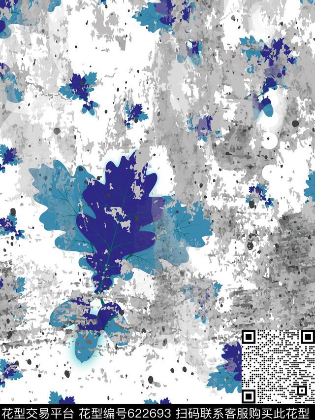 树皮笔刷笔触数码印花华亿平台下载（图片编号: 622693） - 瓦栏（Walan）