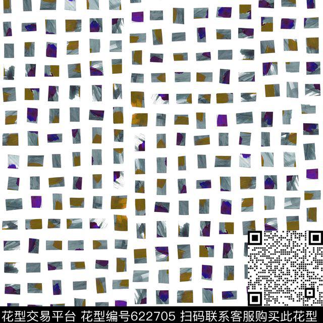 笔刷笔触格子传统印花华亿平台下载（图片编号: 622705） - 瓦栏（Walan）