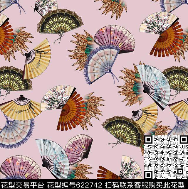 花卉羽毛时尚数码印花华亿平台下载（图片编号: 622742） - 瓦栏（Walan）